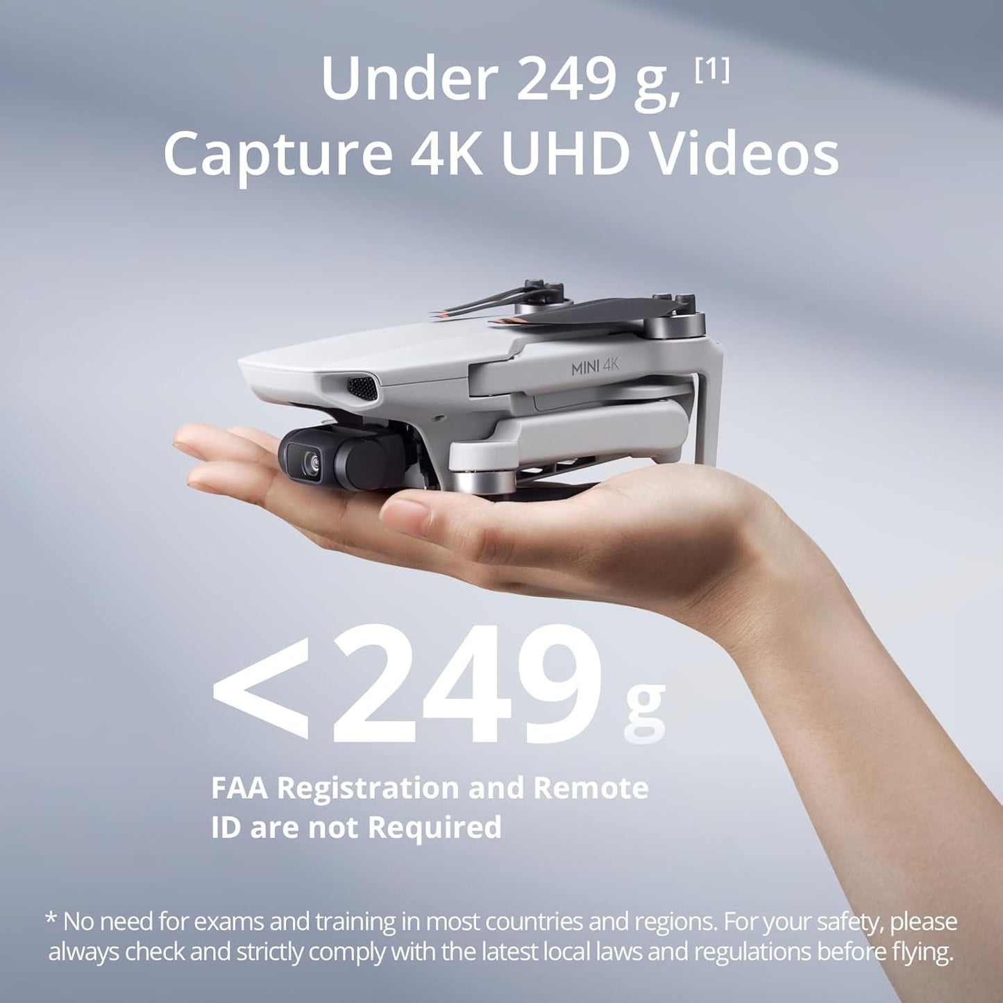 DJI Mini 4K, Drone with 4K UHD Camera for Adults, Under 249 g, 3-Axis Gimbal Stabilization, 10km Video Transmission, Auto Return, Wind Resistance, 1 Battery for 31-Min Max Flight Time, Intelligent